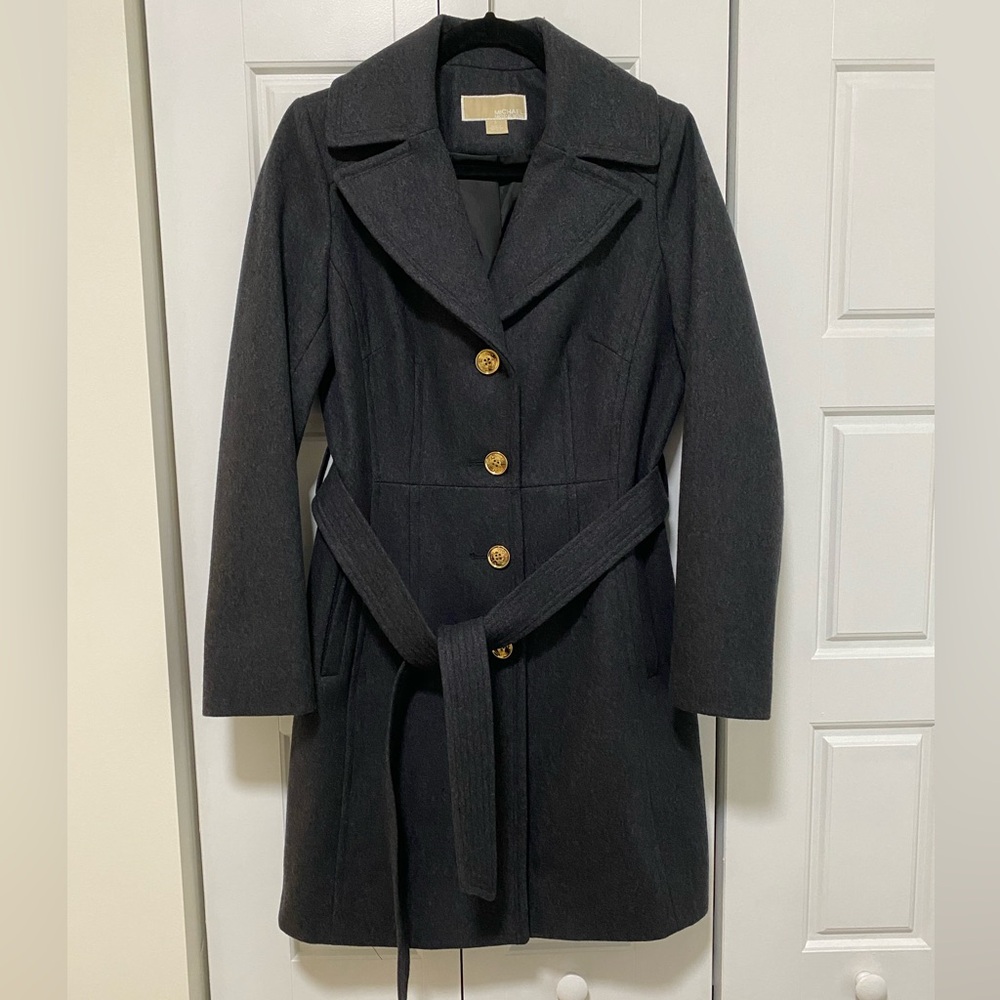 Michael Kors Wool-blend Peacoat in Charcoal
